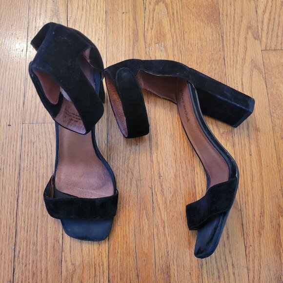 Jeffrey Campbell Black Suede Leather Ankle Strap High Block Heel Sandals 8 HOLVE - Picture 9 of 10